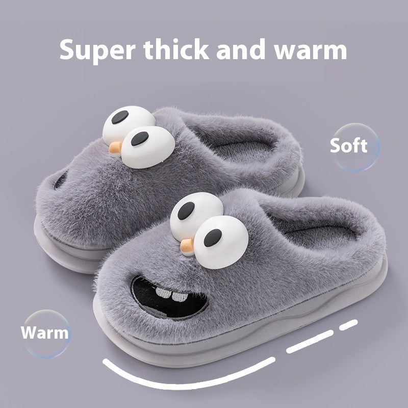 Female Warm Indoor Cartoon Big Eye Dog Cotton Slippers