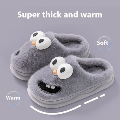 Female Warm Indoor Cartoon Big Eye Dog Cotton Slippers