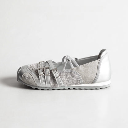 Brown Niche Retro Belt Buckle Sports Mary Jane Shoes Women