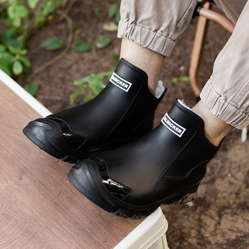 Large Size Fixed Velvet Rain Boots Stylish Water Shoes Men And Women 