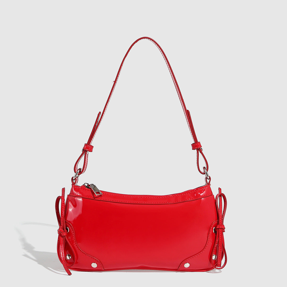Solid Color Underarm Bag Shoulder Bag Double Bow Small Square Bag