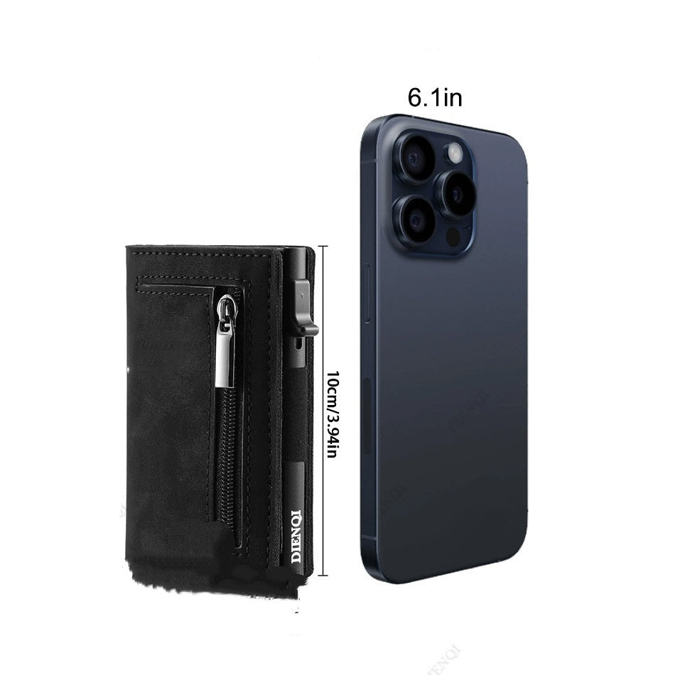 Ancient Carbon Fiber Pattern Men's Leather Multifunctional Holder