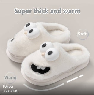 Female Warm Indoor Cartoon Big Eye Dog Cotton Slippers